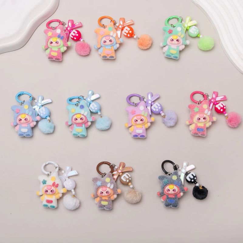 Car Accessories For Baby - 10pcs Cartoon Flocking Keychain Baby Three