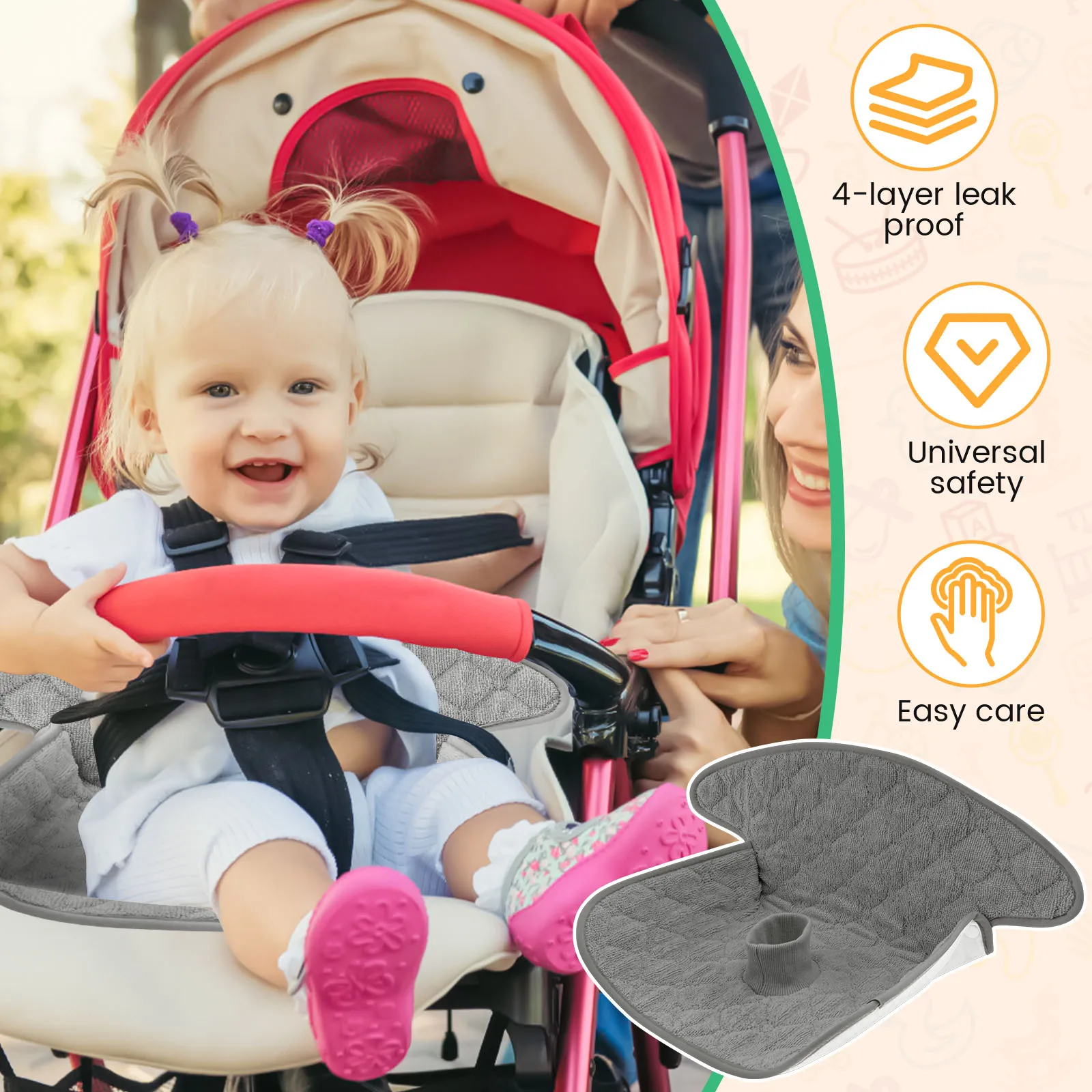 2 Pcs Baby Piddle Pad Polyeste - Car Accessories For Baby 评论和价格