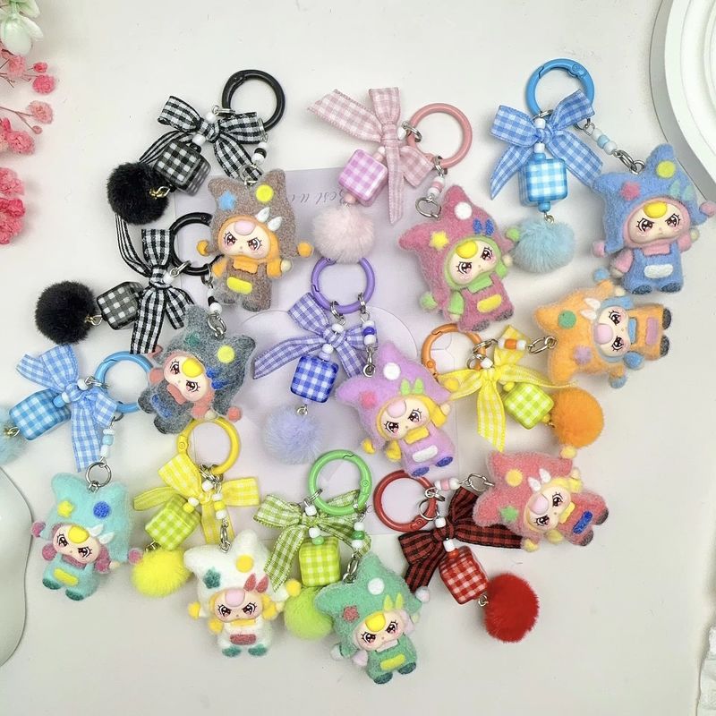 10pcs Cartoon Flocking Keychai - Car Accessories For Baby 评论和价格
